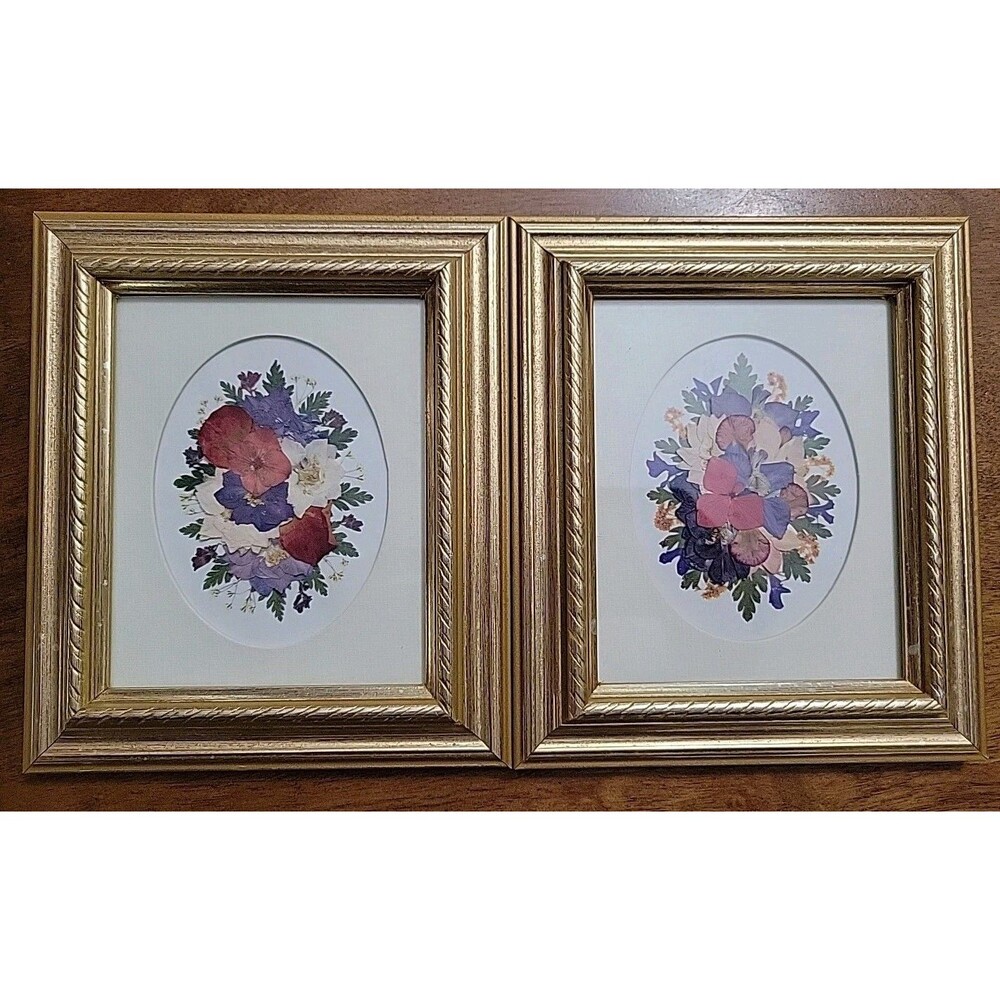 Vtg Pressed Flowers Ireland Handcrafted Breda Hayden Matted Frames 6x7 Irish Art